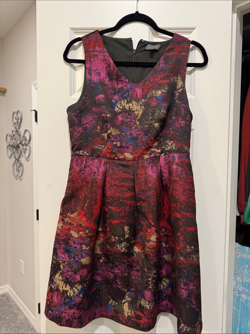 The Limited Multicolor Floral-Print Fit & Flare Dress - Black, Red, Purple, Gold